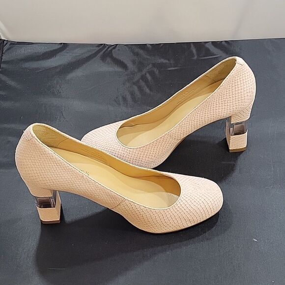 TALBOTS GENUINE LEATHER CLEAR HEEL INSET PUMPS SHOE - Picture 11 of 15